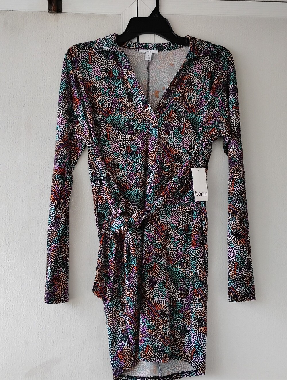 Bar III Multicolor Printed Wrap Dress